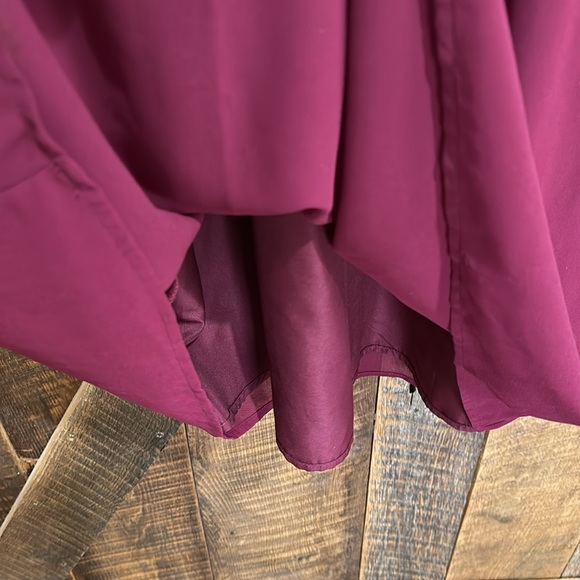 Charming Charlie dark wine lace front sheer overlay lined mini dress size medium - Picture 8 of 8